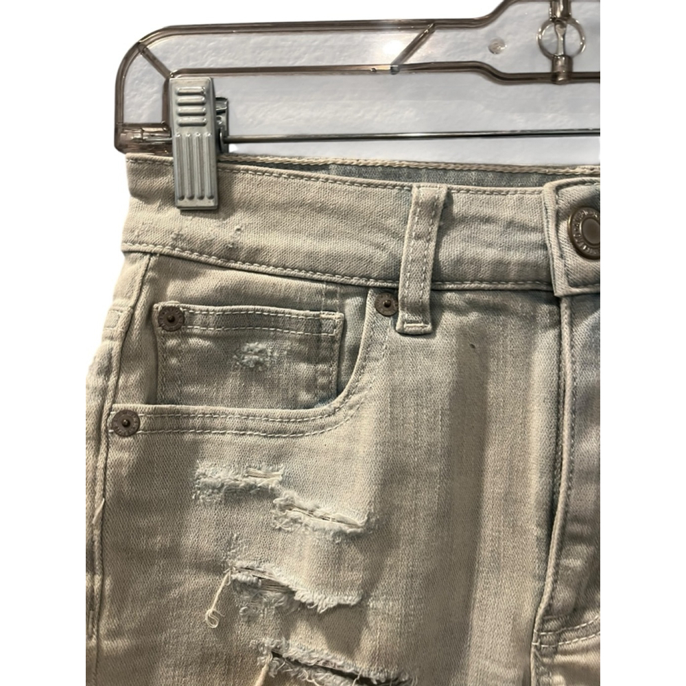American Eagle Hi Rise Shortie Super Stretch Denim Shorts Size 2 Lace Pockets - Picture 4 of 8